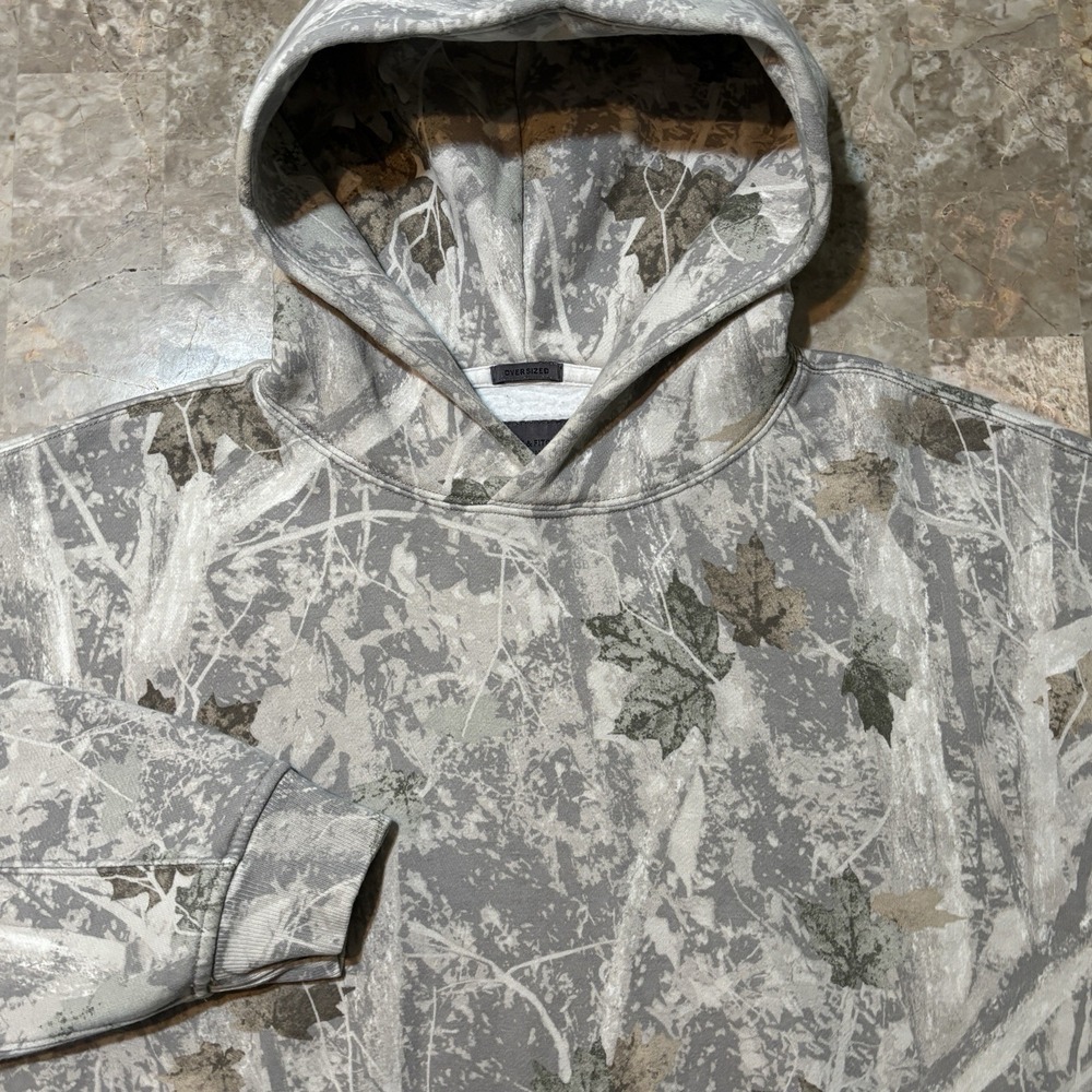 Abercrombie & Fitch Hoodie Mens Large Oversized Camo Soft A&F Essentials